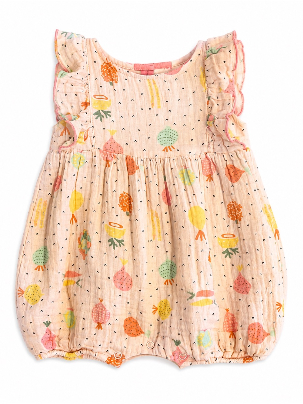 Viverano Baby Organic Cotton Fruit Print Ruffle Romper 12-18M
